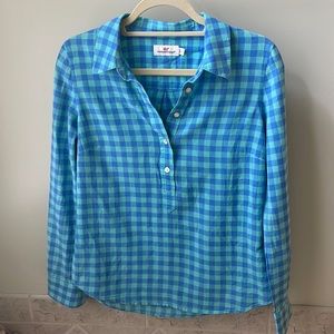 GUC VINEYARD VINES blue/teal checked long sleeve top, size 6